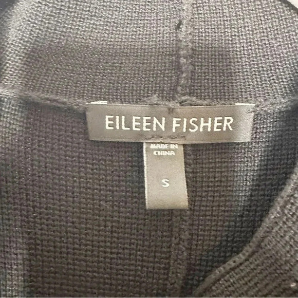 EILEEN FISHER Silk Cotton Blend Colorblock‎ Black Gray Coatigan Duster Sz Small - Picture 2 of 7